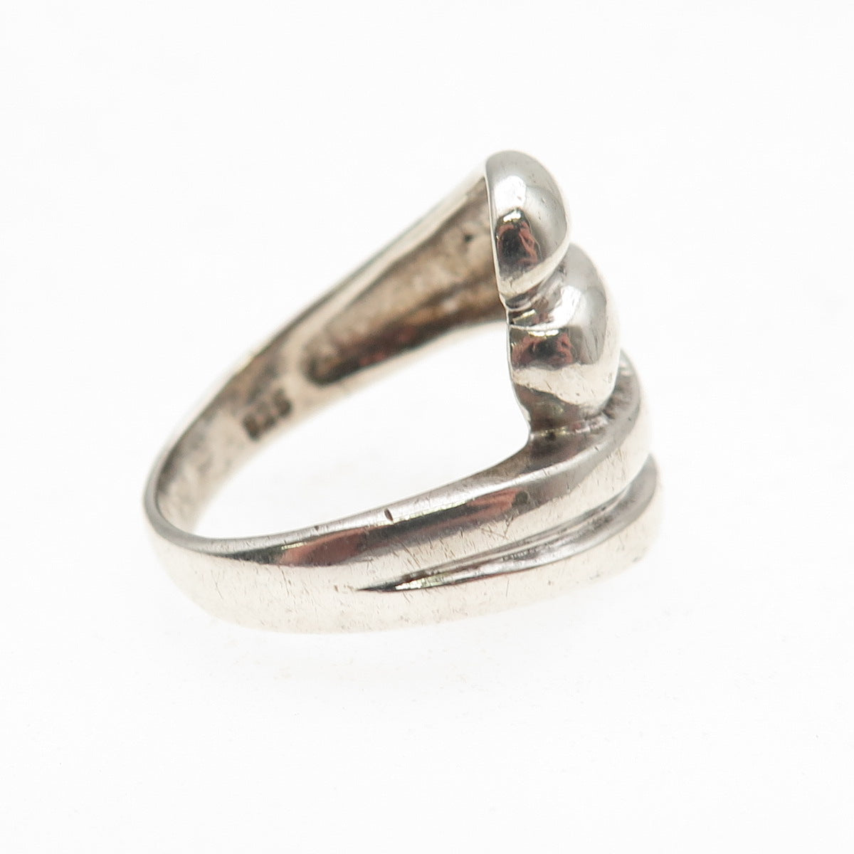 925 Sterling Silver Vintage Modernist Bypass Oxidized Ring Size 5.75
