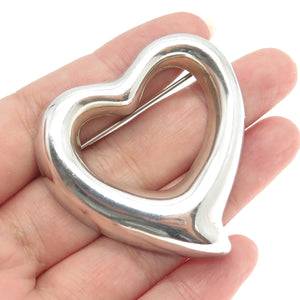 925 Sterling Silver Vintage Mexico Open Heart Pin Brooch