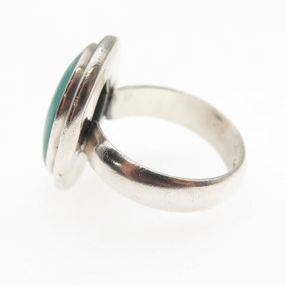 925 Sterling Silver Vintage Real Tyrone Turquoise Oxidized Ring Size 6.5