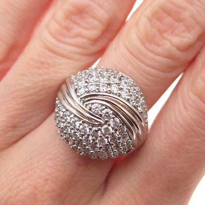 925 Sterling Silver Round-Cut C Z Yin Yang Ring Size 7.25