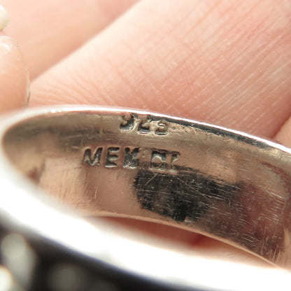 925 Sterling Silver Vintage Mexico Woven Band Ring Size 10.25