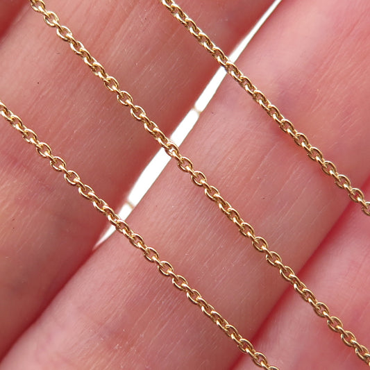 925 Sterling Silver Gold Plated Italy Cable Chain Necklace 15-16"