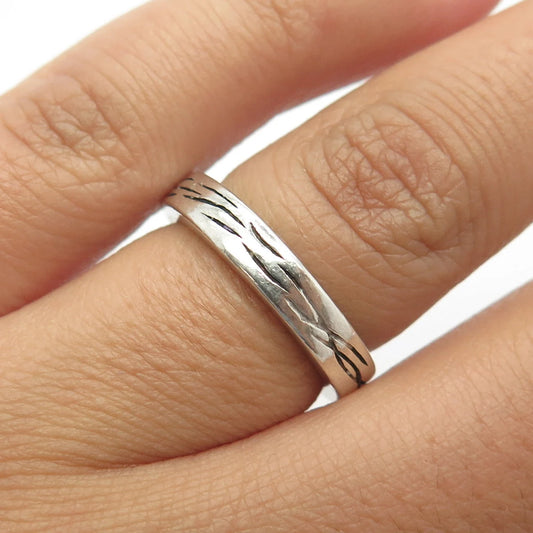 925 Sterling Silver Vintage Textured Band Ring Size 6.25