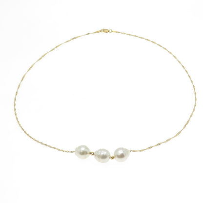 925 Sterling Silver Gold Plated Italy Real Pearl Twisted Curb Chain Necklace 16"