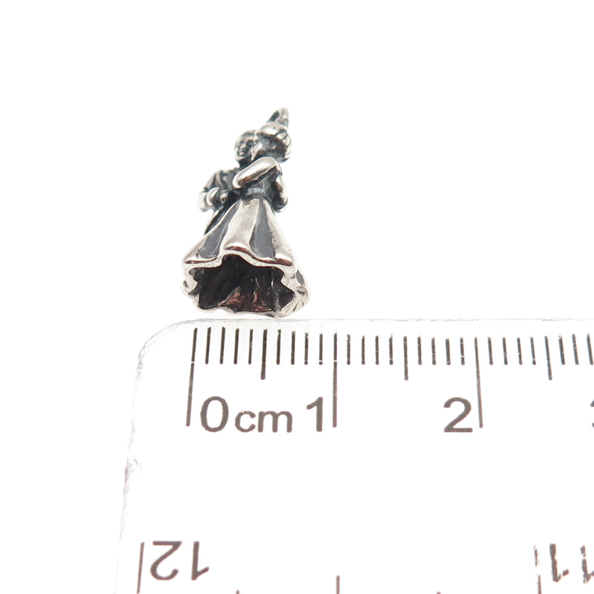 SHUBE 925 Sterling Silver Vintage Bride & Groom Oxidized 3D Mini Charm Pendant