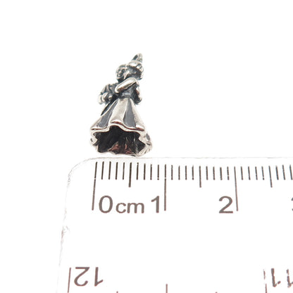 SHUBE 925 Sterling Silver Vintage Bride & Groom Oxidized 3D Mini Charm Pendant