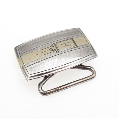 HICKOK 925 Sterling Silver 10K Gold Inlay Vintage Letter H Initial Belt Buckle