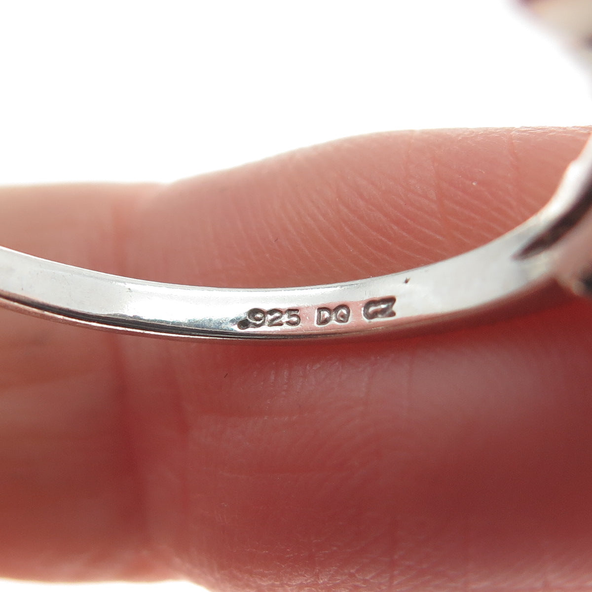 925 Sterling Silver Round-Cut Pink C Z Ring Size 10.25