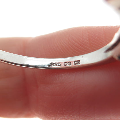 925 Sterling Silver Round-Cut Pink C Z Ring Size 10.25