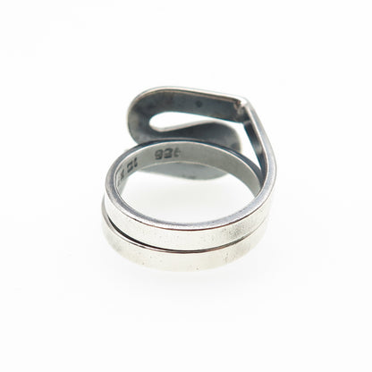 925 Sterling Silver Vintage Mexico Modernist Zig Zag Ring Size 7.25