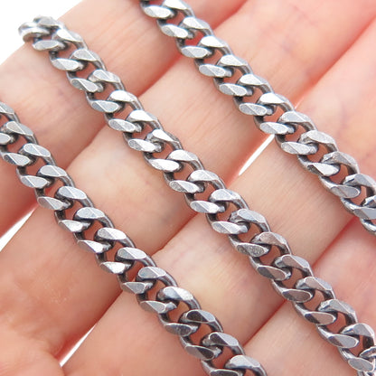 925 Sterling Silver Vintage Italy Oxidized Cuban Chain Necklace 24"