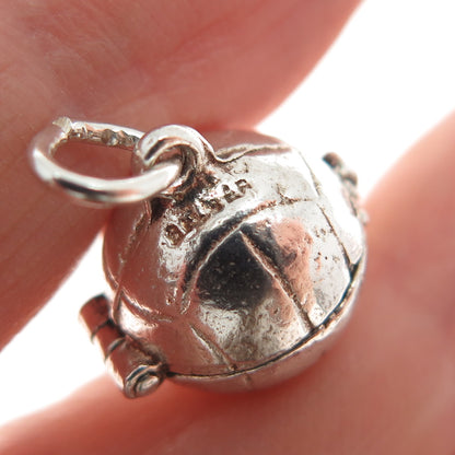 925 Sterling Silver Vintage Basketball Oxidized Minimalist Locket Charm Pendant