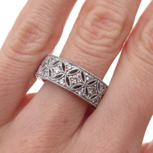 Tacori 925 Sterling Silver Round-Cut C Z Floral Band Ring Size 6.25