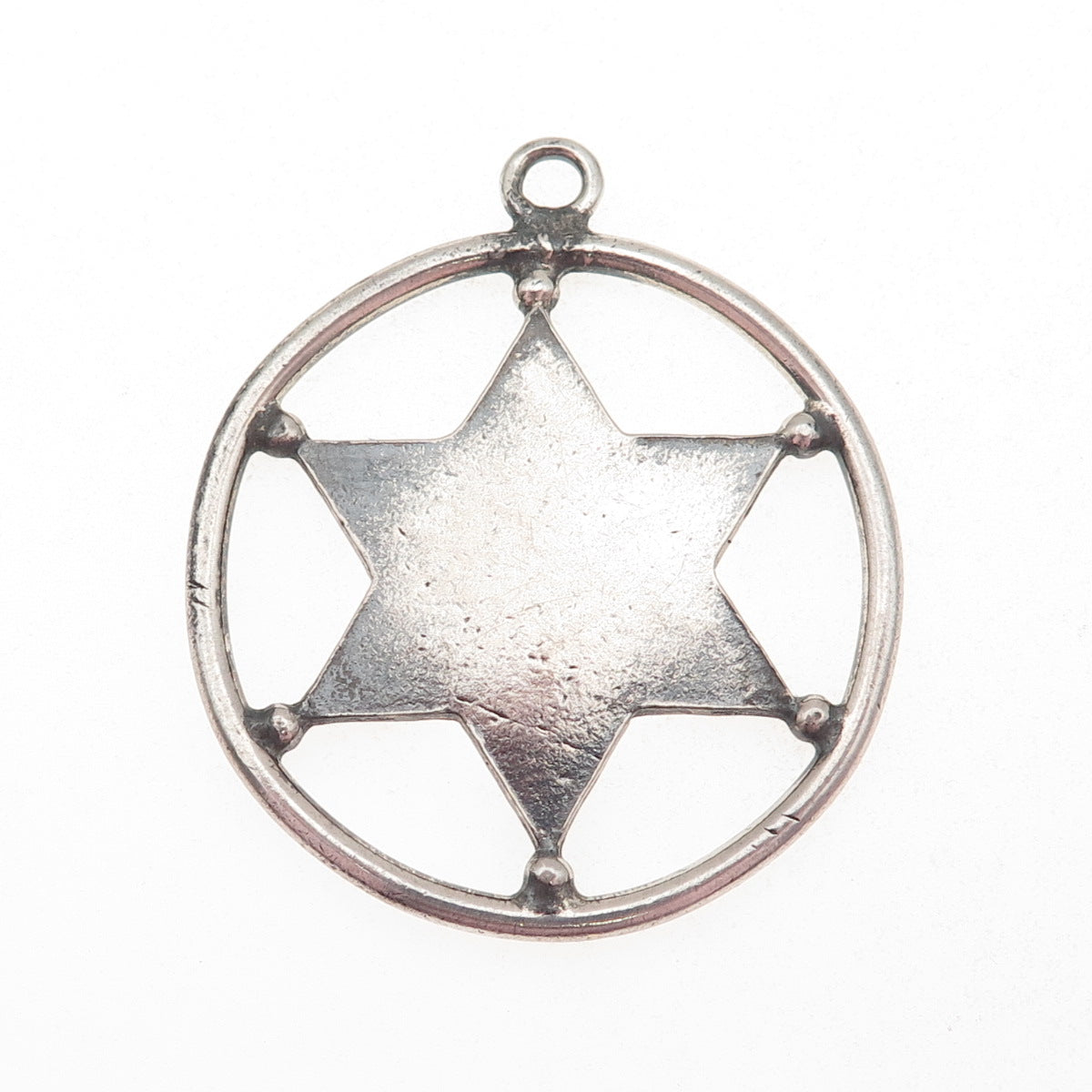 925 Sterling Silver Vintage Star of David Oxidized Pendant