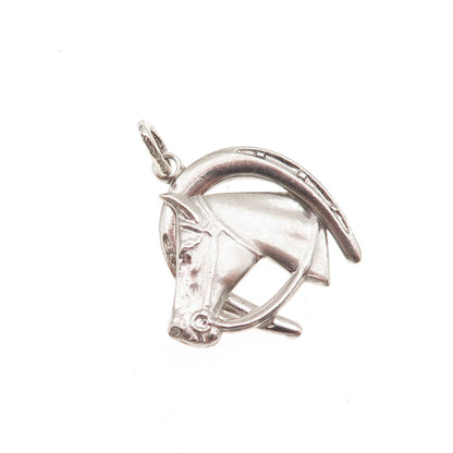 Carl Art Sterling Silver Antique Art Deco Horse & Horseshoe Mini Charm Pendant