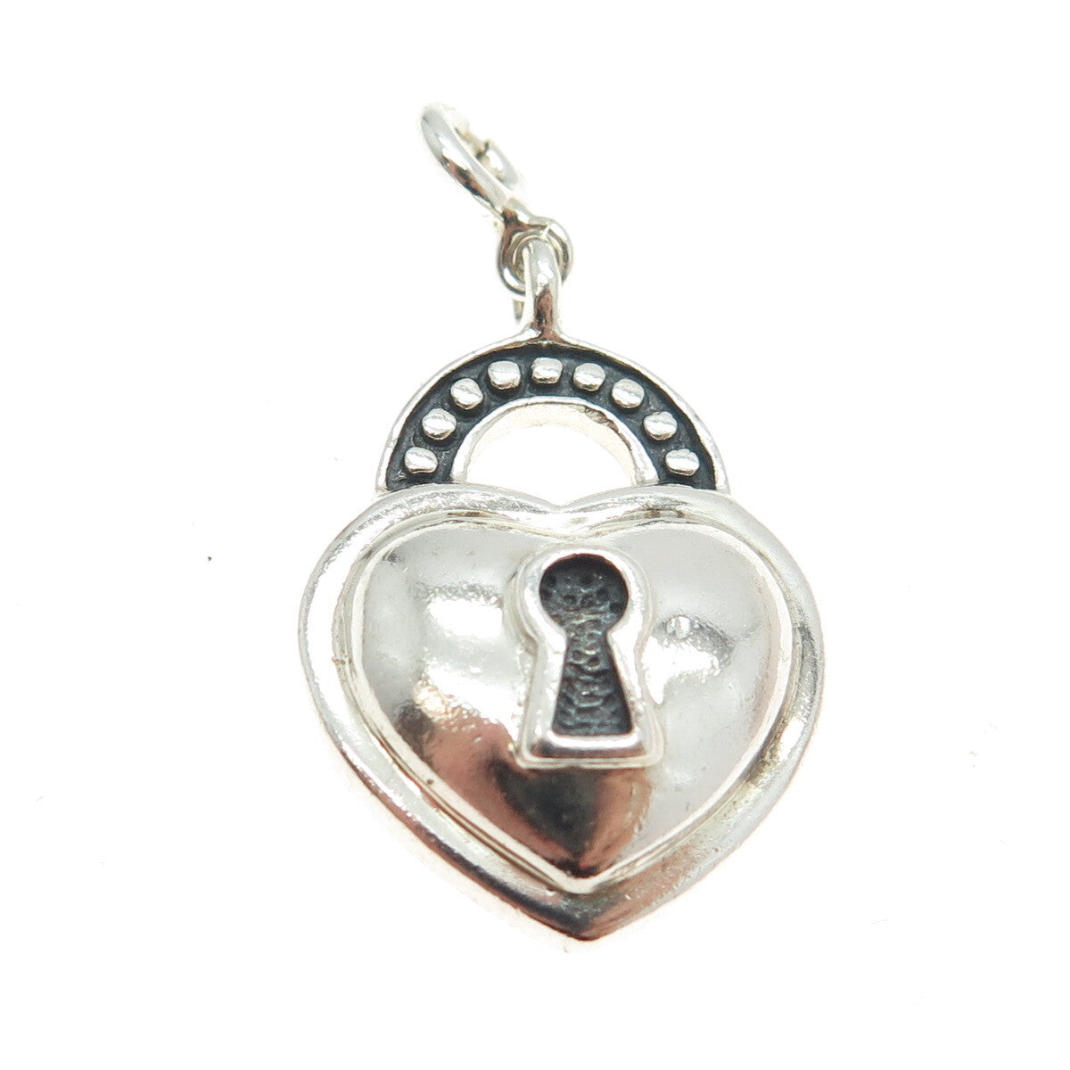 925 Sterling Silver Vintage Heart Lock Charm Pendant