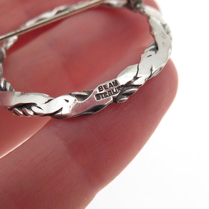 Beau 925 Sterling Silver Vintage Woven Circle of Life Oxidized Pin Brooch