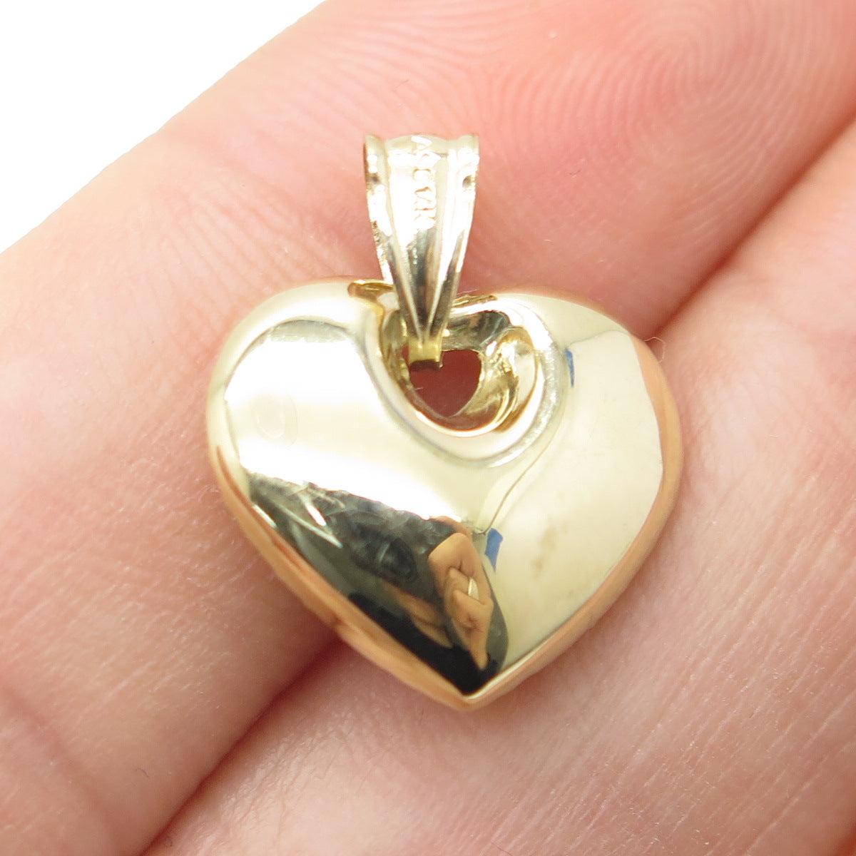 14K Yellow Gold Diamond-Cut Heart Minimalist Charm Pendant