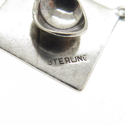 925 Sterling Silver Vintage Graduation Cap Charm Pendant