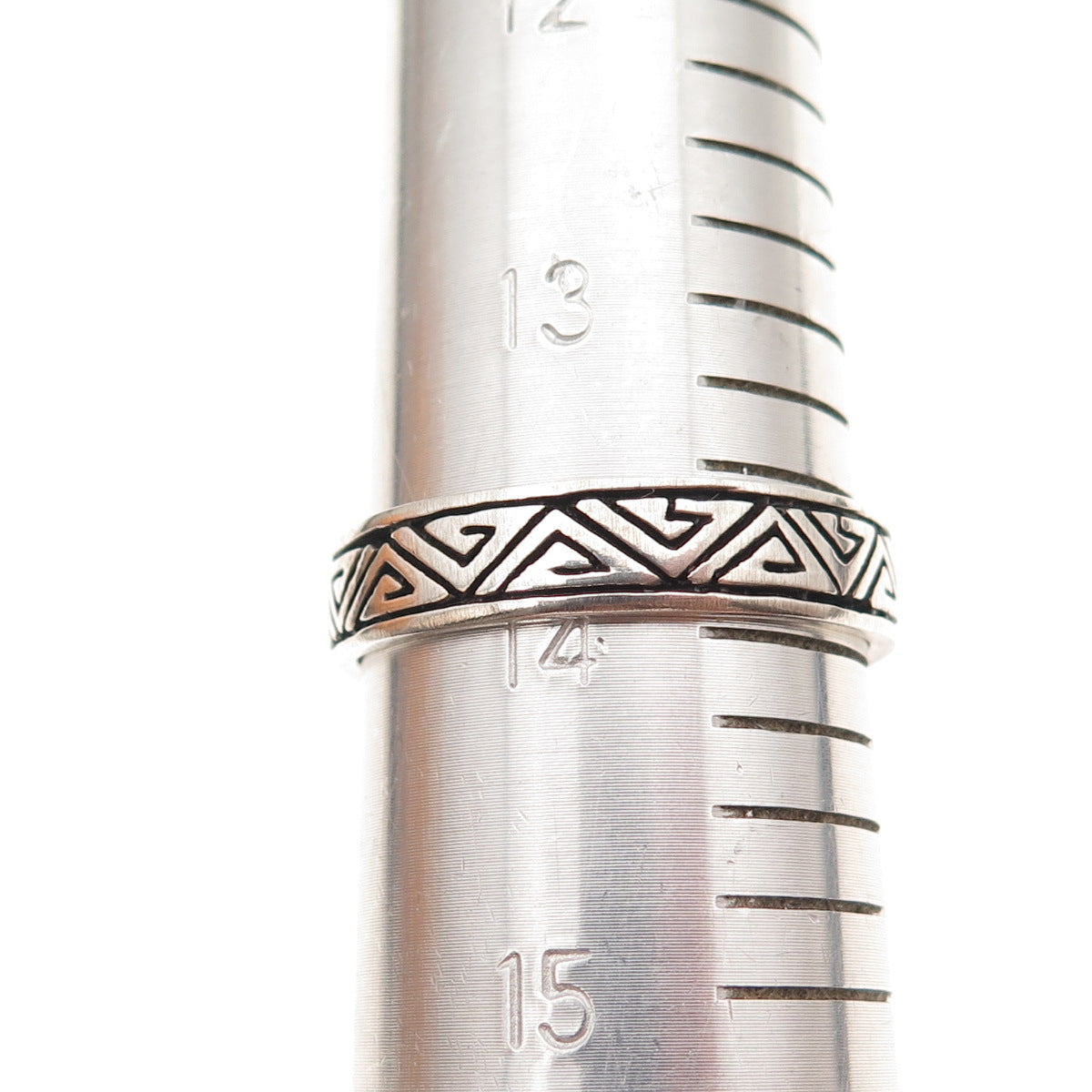 925 Sterling Silver Vintage Geometric Oxidized Band Ring Size 14