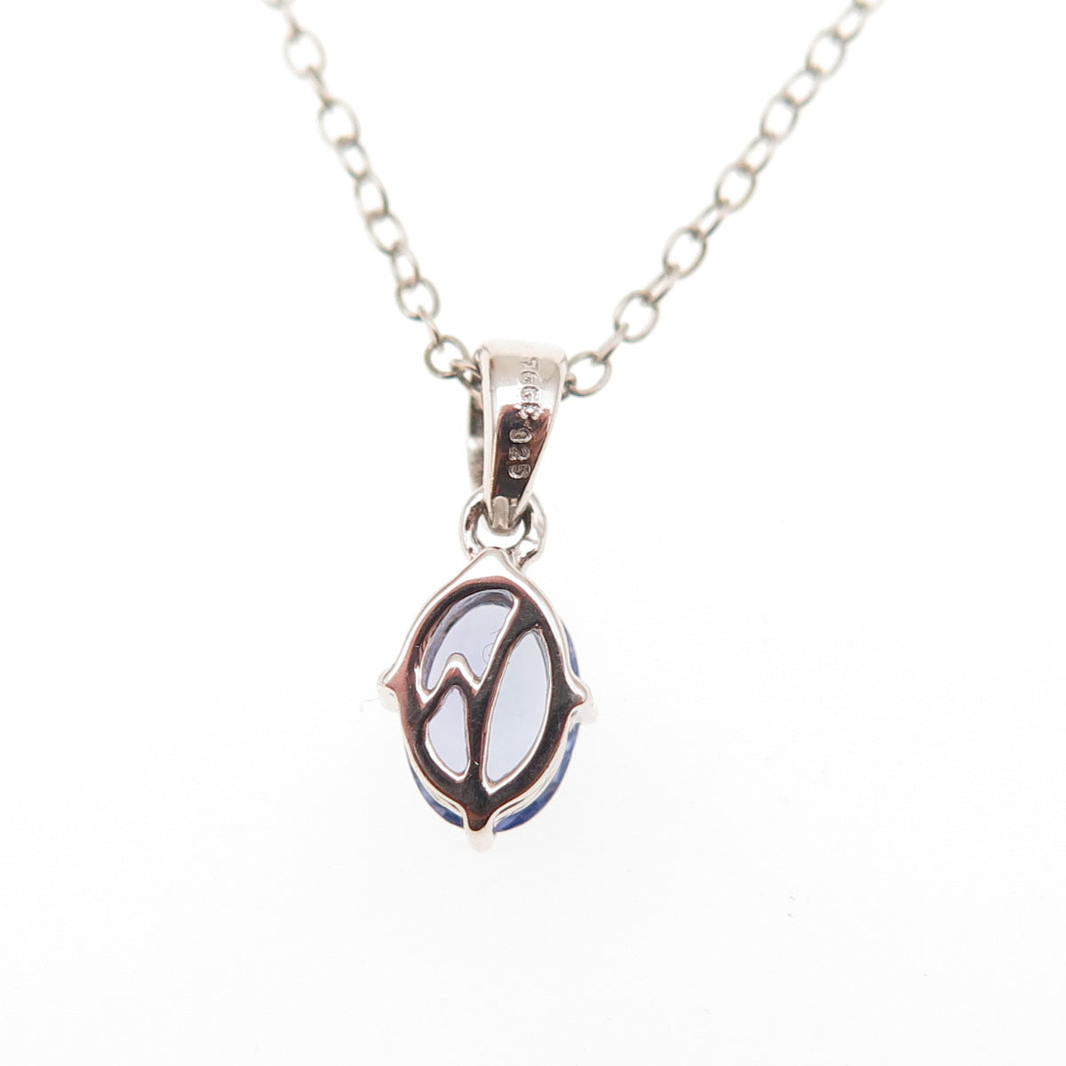 925 Sterling Silver Real Tanzanite & White Topaz Cable Chain Necklace 16-18"