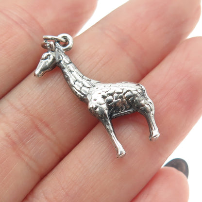 925 Sterling Silver Vintage Giraffe 3D Pendant