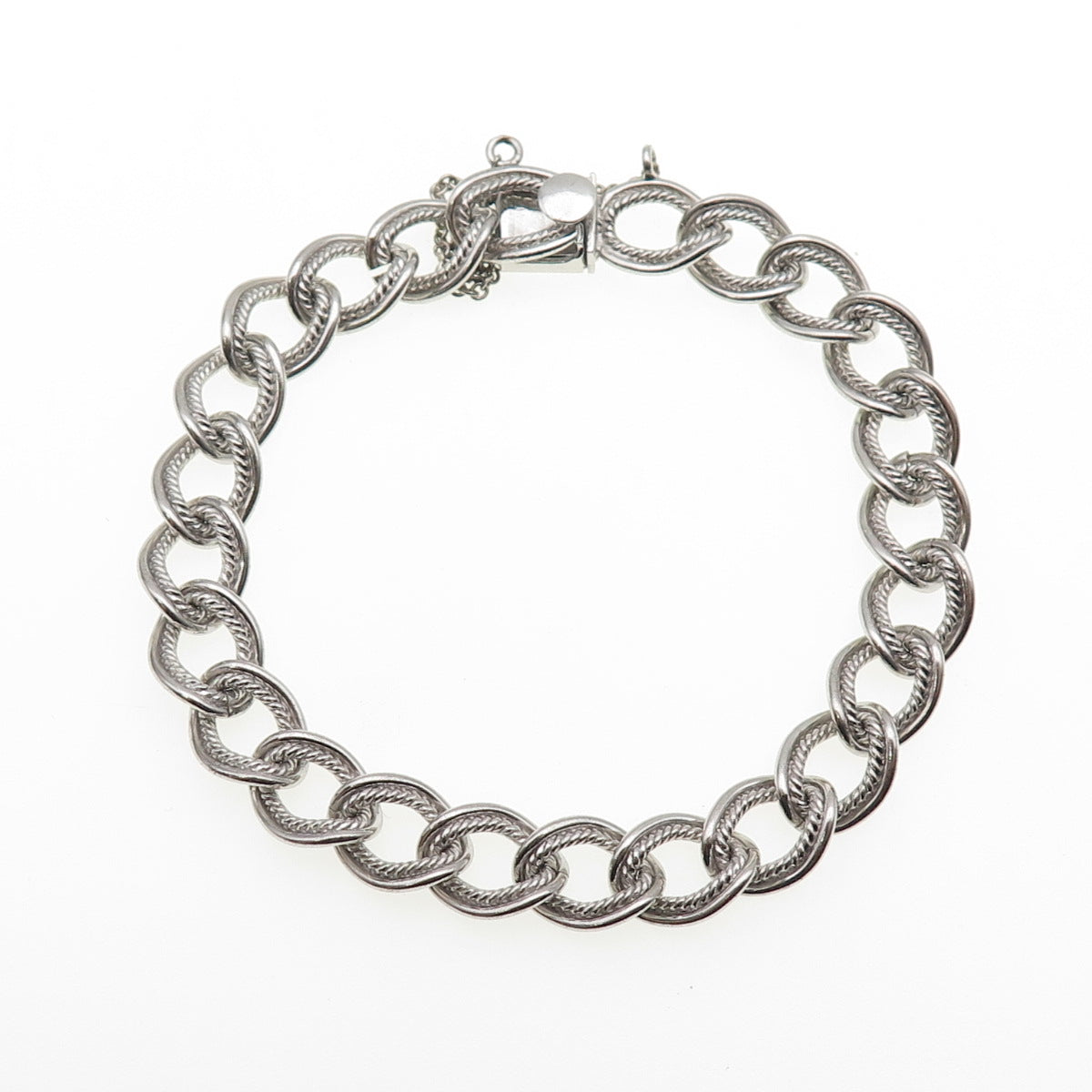 FORSTNER 925 Sterling Silver Vintage Double Curb Link Bracelet 6.75"