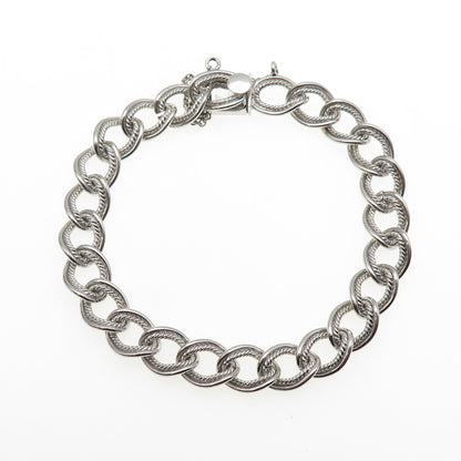 FORSTNER 925 Sterling Silver Vintage Double Curb Link Bracelet 6.75"