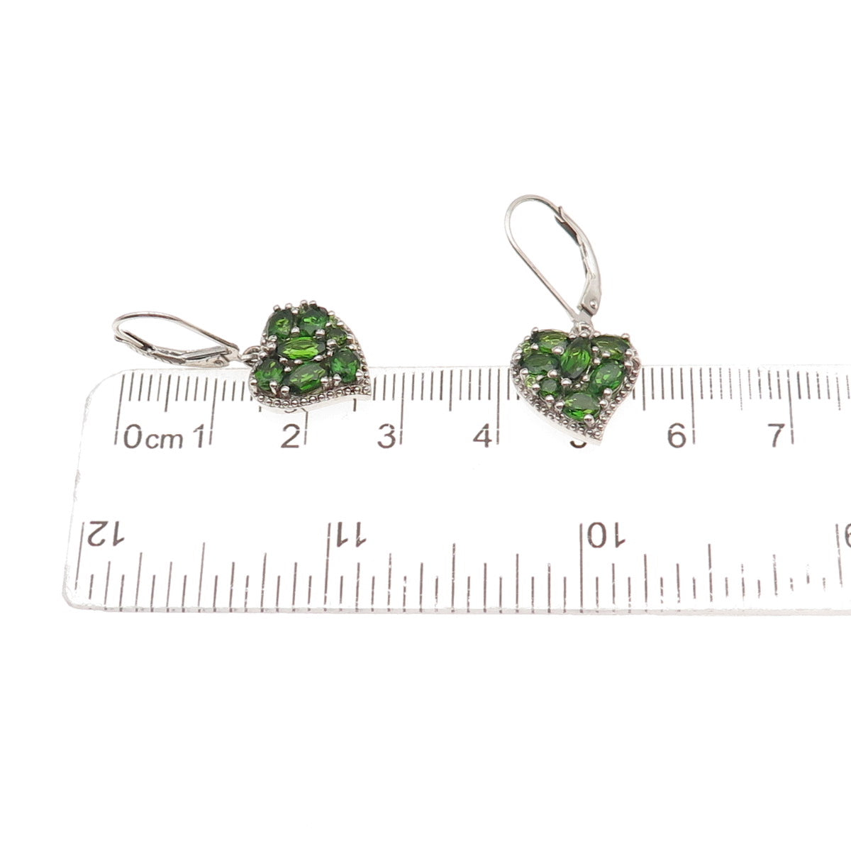 Chuck Clemency 925 Sterling Silver Real Peridot Heart Dangle Earrings