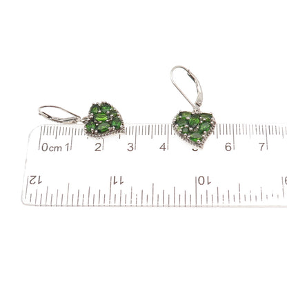 Chuck Clemency 925 Sterling Silver Real Peridot Heart Dangle Earrings