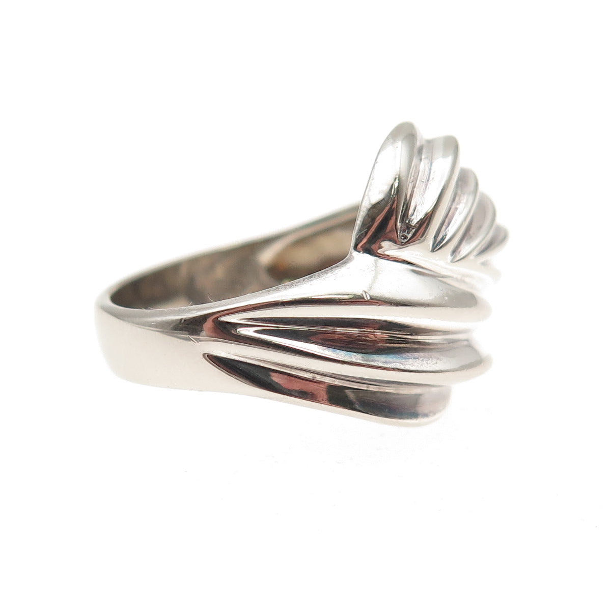 925 Sterling Silver Vintage Modernist Wavy Ring Size 7
