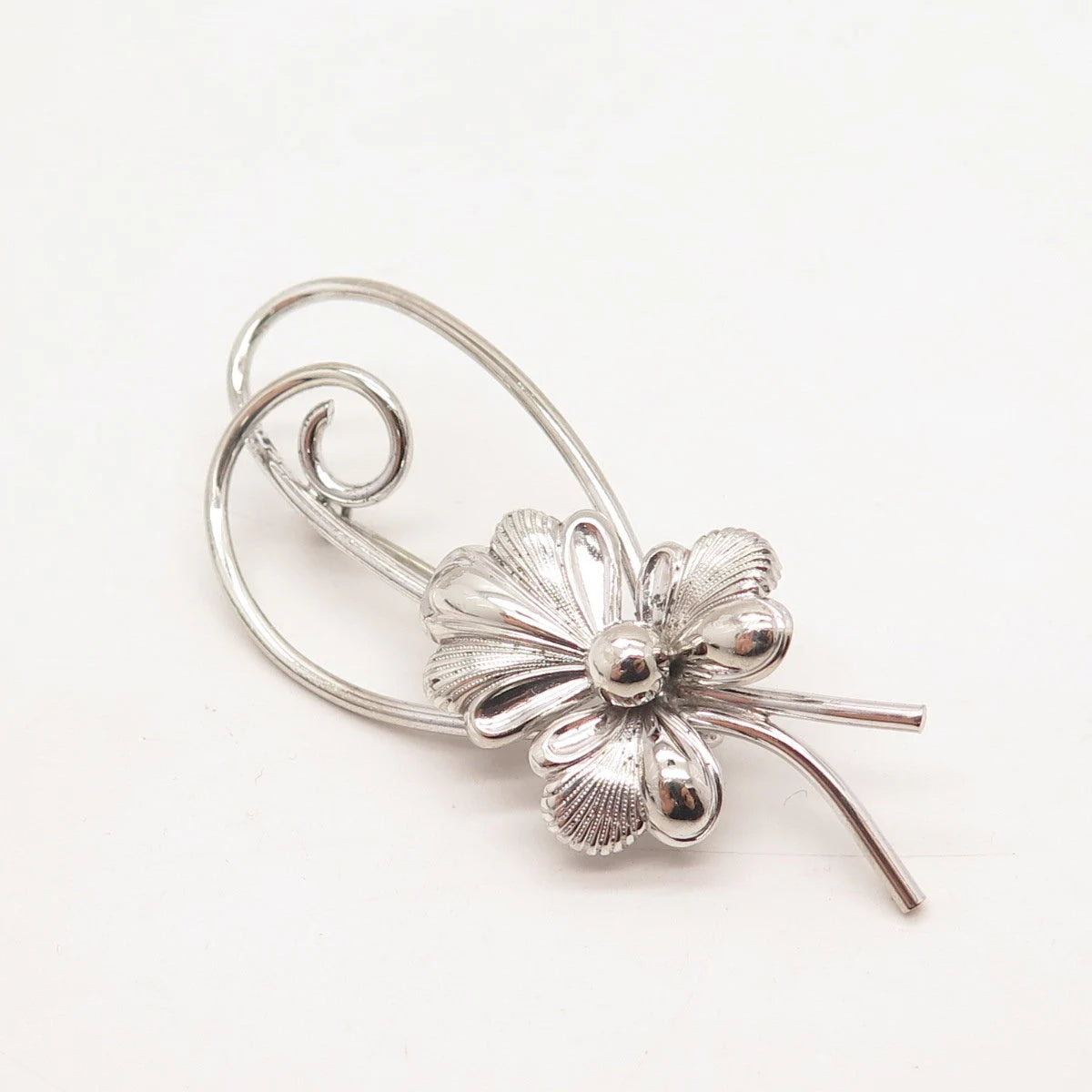 925 Sterling Silver Vintage Forstner Floral Pin Brooch