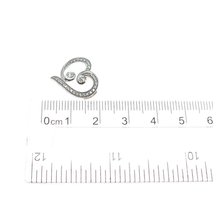 925 Sterling Silver Round-Cut C Z Heart Minimalist Slide Charm Pendant