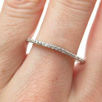 DBJ DEE BERKLE 925 Sterling Silver Real Round-Cut Diamond Stackable Ring Size 10