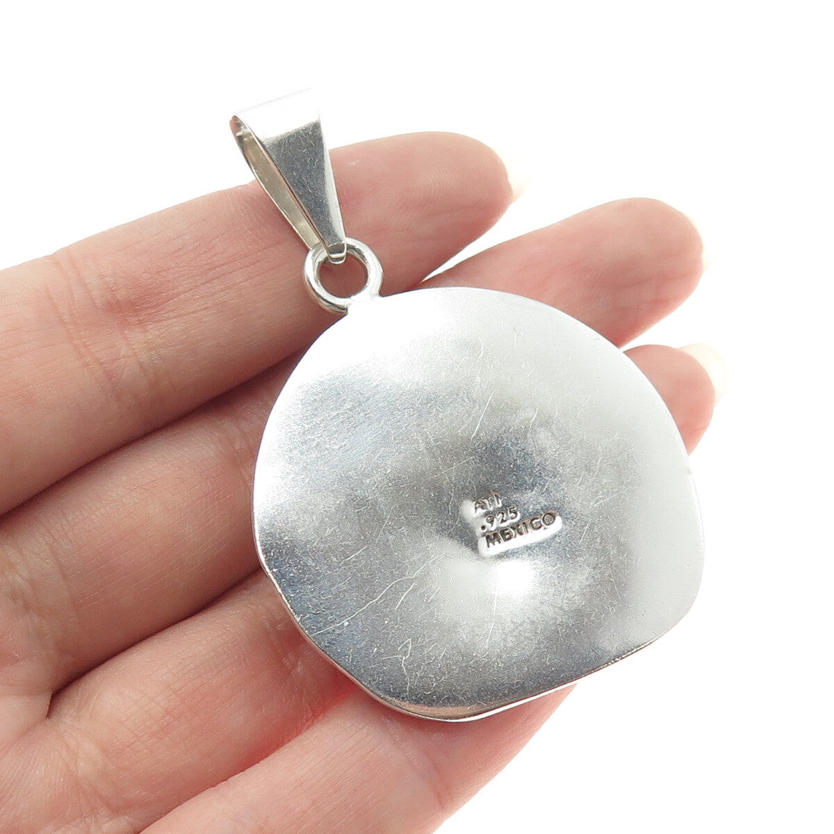ATI 925 Sterling Silver Vintage Mexico Sand Dollar Modernist Pendant