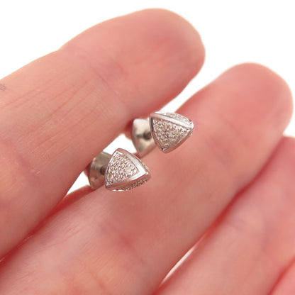 925 Sterling Silver Real Round-Cut Diamond Stud Earrings
