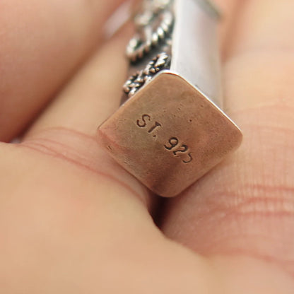 925 Sterling Silver Vintage Textured Bar Pendant