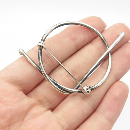 925 Sterling Silver Vintage Handcrafted Modernist Knot Pin Brooch