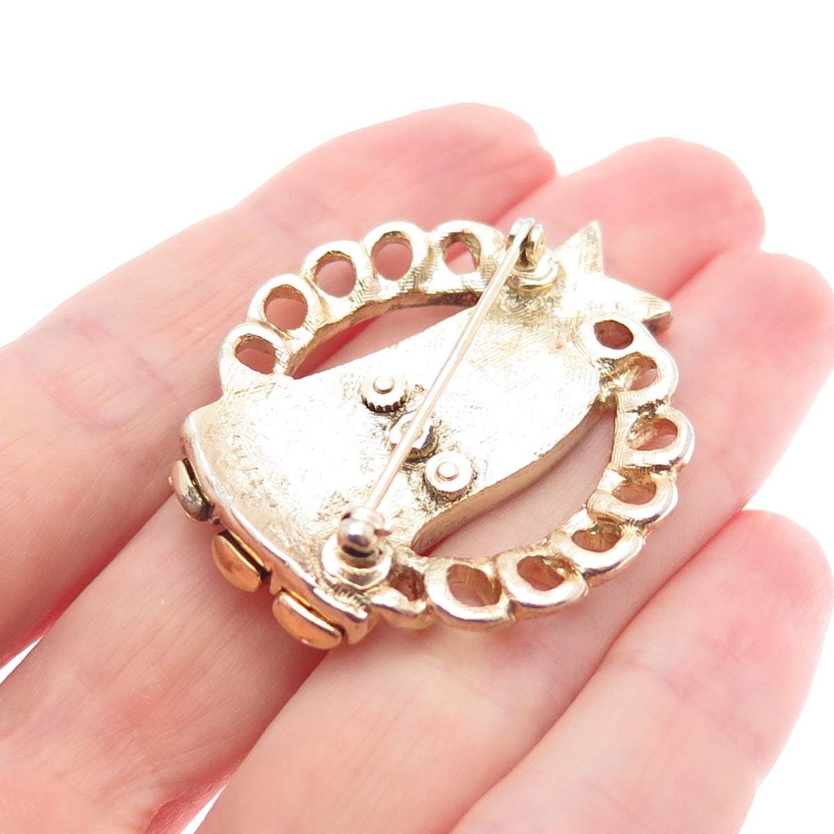 925 Sterling Silver Gold Plated Vintage Real Diamond Sapphire & Ruby Star Brooch