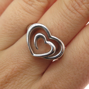 SLV Sadye L Vassil 925 Sterling Silver Vintage Swirl Heart Ring Size 7.25