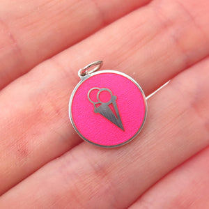 925 Sterling Silver Pink Enamel Ice Cream Charm Pendant