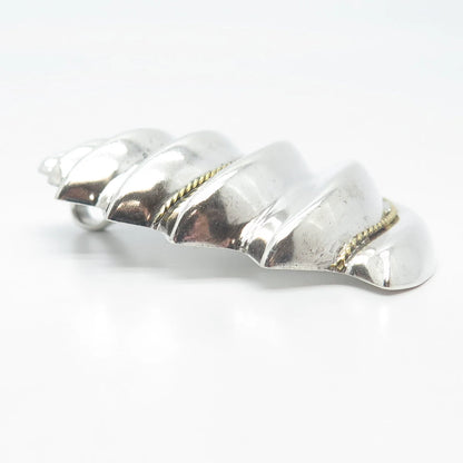925 Sterling Silver 2-Tone Vintage Mexico Ribbed Pendant