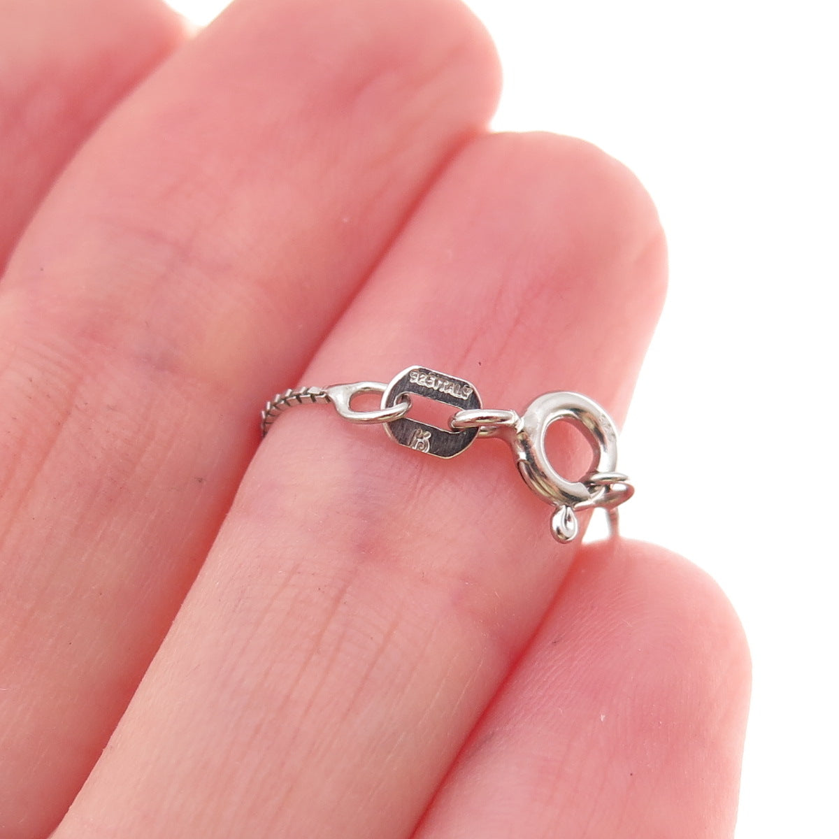 925 Sterling Silver Enamel It's A Boy Box Chain Necklace 18"