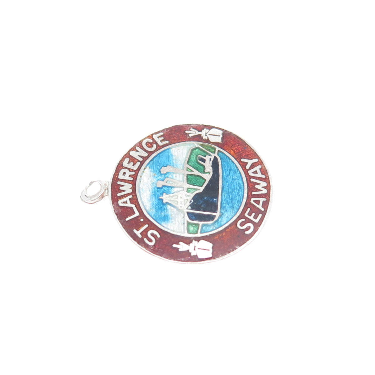 BREADNER CO. 925 Sterling Vintage Enamel St. Lawrence Seaway Minimalist Pendant