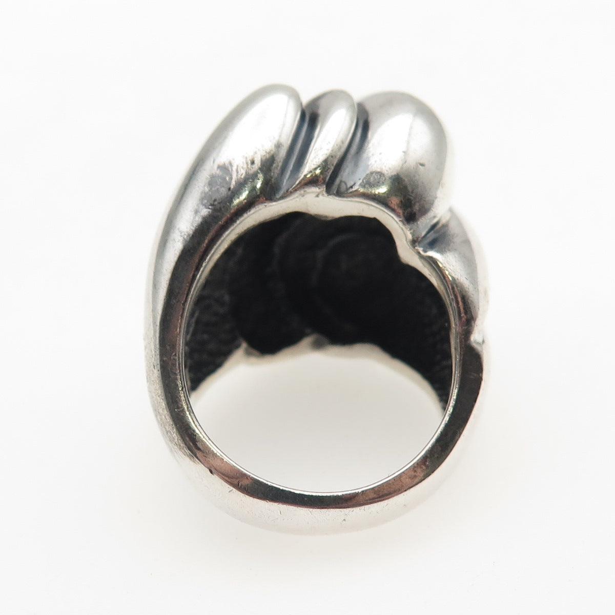 925 Sterling Silver Vintage Modernist Wavy Dome Oxidized Ring Size 6.25