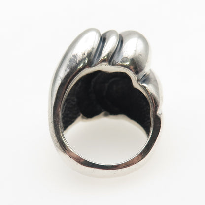 925 Sterling Silver Vintage Modernist Wavy Dome Oxidized Ring Size 6.25