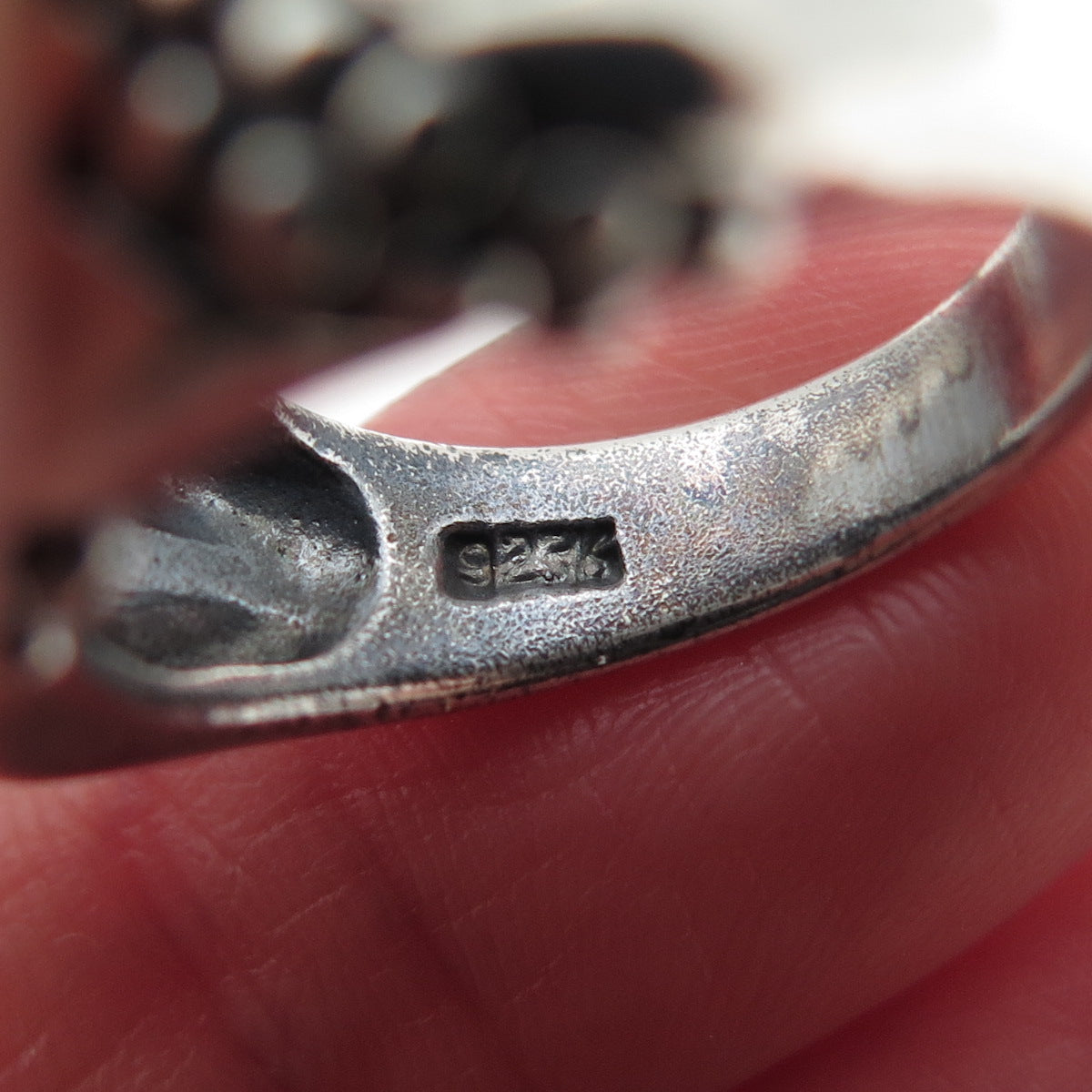 KEN CRAFTS 925 Sterling Silver Vintage Modernist Dotted Oxidized Ring Size 6