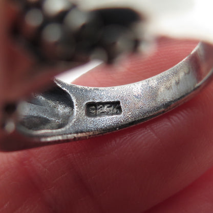 KEN CRAFTS 925 Sterling Silver Vintage Modernist Dotted Oxidized Ring Size 6