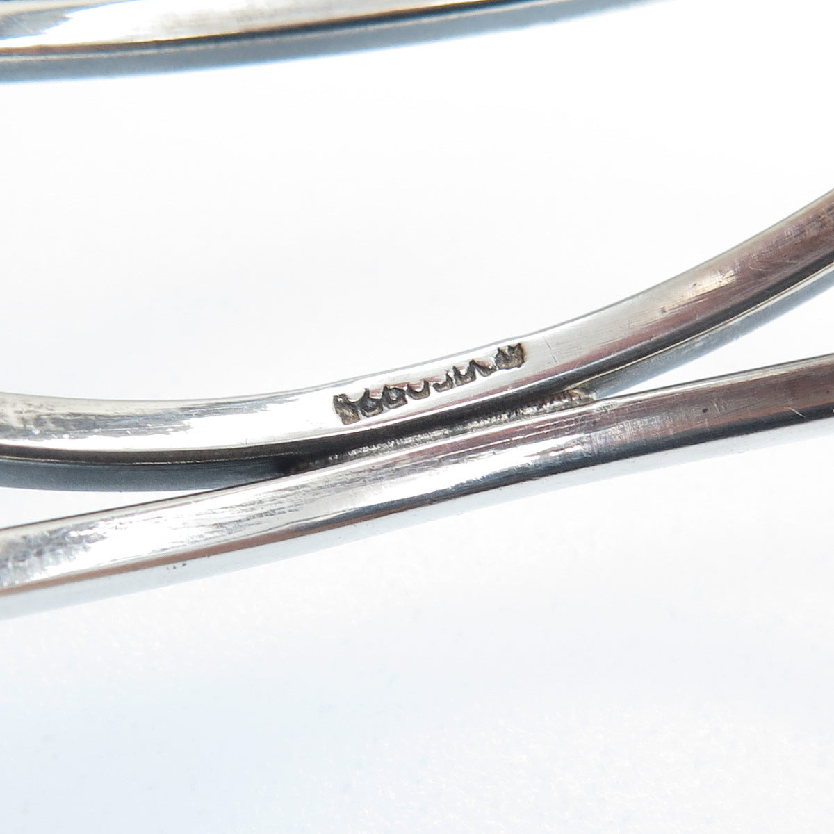 925 Sterling Silver Vintage Mexico Modernist Wavy Multi-Row Bangle Bracelet 8"