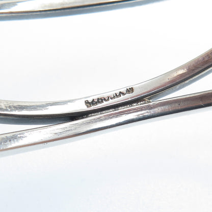 925 Sterling Silver Vintage Mexico Modernist Wavy Multi-Row Bangle Bracelet 8"